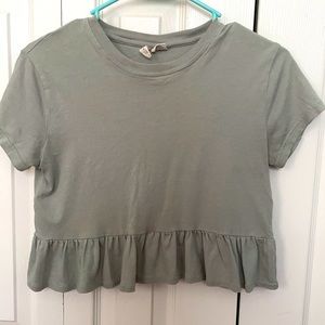 Crop-Sage green shirt with ruffles!